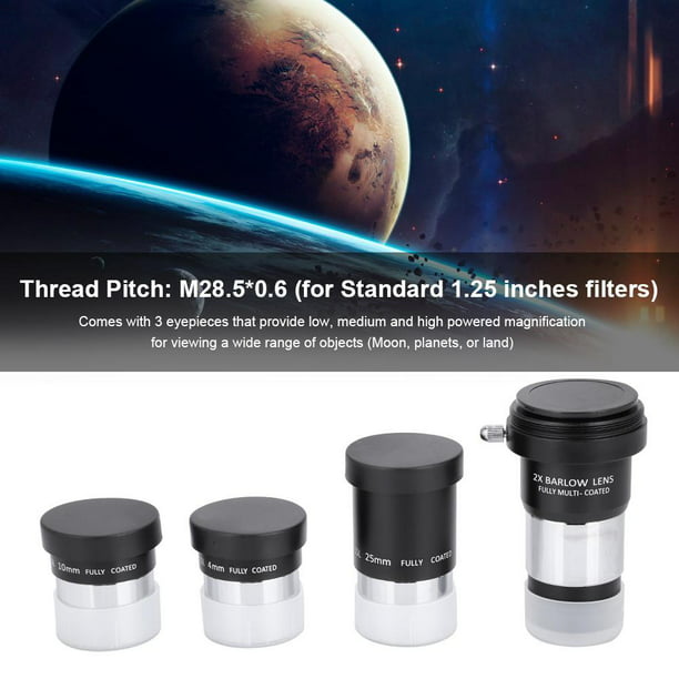 Astronomy Standard 1.25” Inch Telescope Eyepiece 3x Barlow Stargazing Lens 